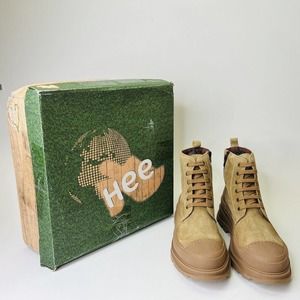Hee Women’s Leather Lace-Up Boots US 9.5-10 Tan Mushroom‎